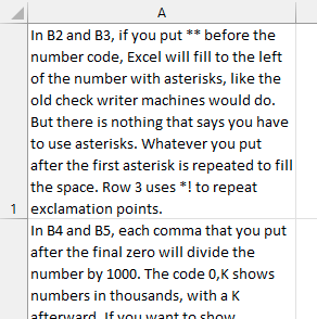 В ячейке A1 содержится 9 строк данных. В ячейке B1 — не менее 5 строк.