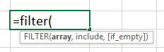 Аргументы функции FILTER: Array, Include и необязательный [if_empty]