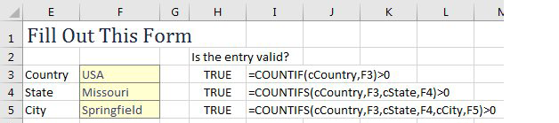 Формулы для проверки страны, региона и города.