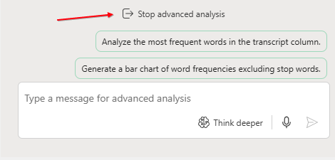 Используйте кнопку 'Stop Advanced Analysis', чтобы вернуться к обычному Copilot.