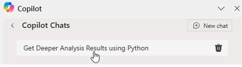 При наведении курсора на тему истории чата справа появляется значок корзины.