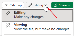 В Excel Online найдите выпадающее меню 