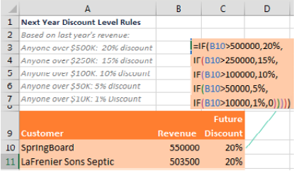 Excel использует 9 разных цветов для скобок. Черный цвет зарезервирован для первой открывающей и соответствующей ей закрывающей скобки.