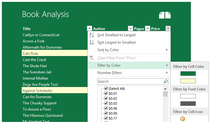 Щёлкните правой кнопкой мыши по выделенной ячейке со значком и выберите 'Фильтр по цвету'.